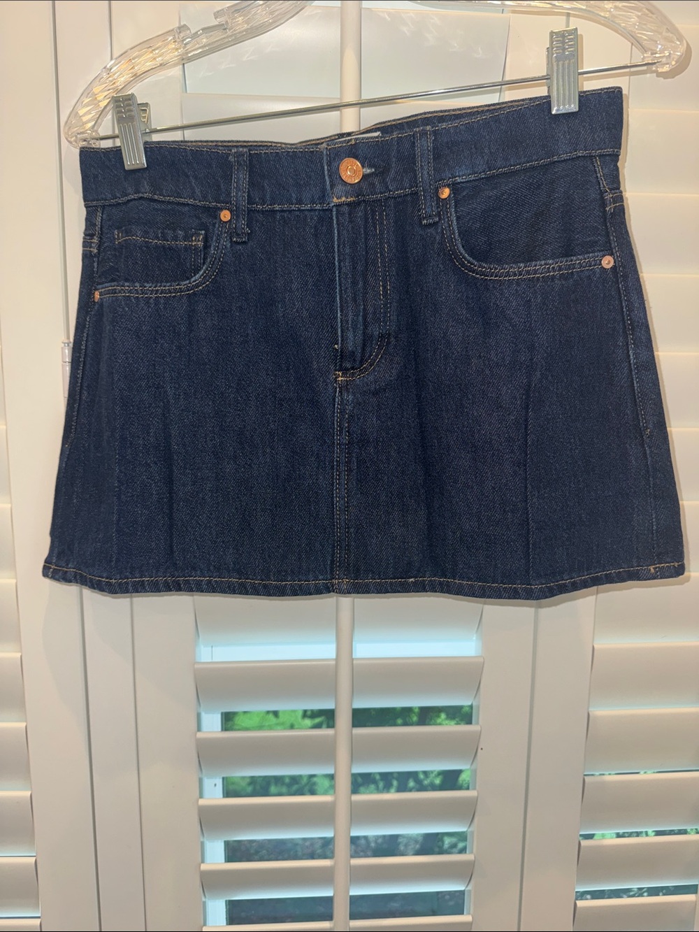 PAIGE Dark Blue Denim Mini Skirt